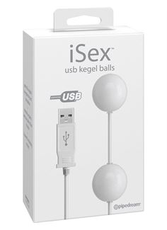 Белые вагинальные виброшарики USB KEGEL BALLS, работающие от USB