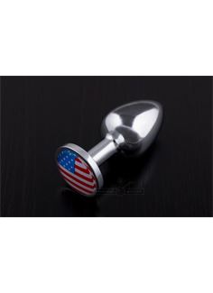 Маленькая анальная пробка с флагом США - 7,5 см.