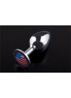 Большая анальная пробка с флагом США - 9 см.