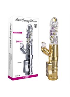 Золотистый вибратор Beads Dancing Gold - 27,5 см.