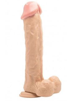 Телесный фаллоимитатор Realistic Cock 11 With Scrotum - 29,5 см.