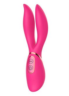 Розовый вибратор с 2 ушками Flower Core - 18,1 см.