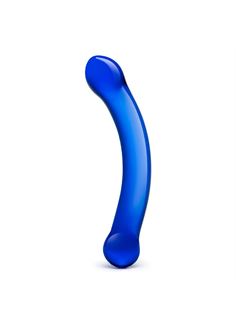 Синий изогнутый фаллоимитатор Curved G-Spot Glass Dildo (16 см)