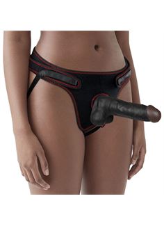 Темнокожий женский страпон на ремешках Easy Strapon Set 7.5" (20 см)