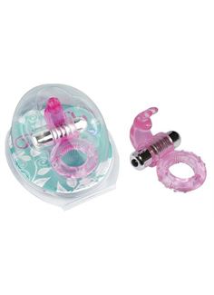 Розовое эрекционное виброкольцо с зайчиком 7 Speed Rabbit Cock Ring
