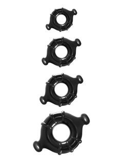 Набор черных эрекционных колец Vitality Rings разного диаметра