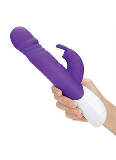 Фиолетовый вибратор кролик с возвратно-поступательными движениями головки (24 см)