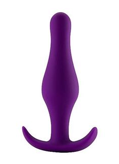 Фиолетовая анальная пробка Butt Plug with Handle Medium - 12,6 см.