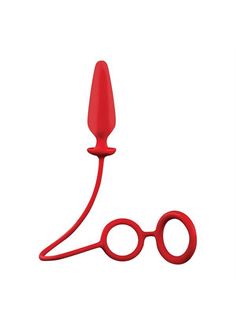 Красное эрекционное кольцо с подхватом и анальным стимулятором MENZSTUFF 3.5INCH DOUBLE RING ANAL PLUG