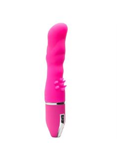 Розовый вибратор PURRFECT SILICONE DELUXE VIBE с шипиками в основании (15 см)