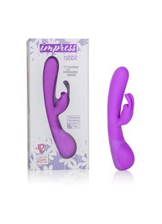 Фиолетовый вибромассажер Impress Rabbit со стимуляцией клитора - 18 см.