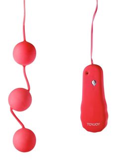 Красные вагинальные шарики с вибрацией POWER BALLS 