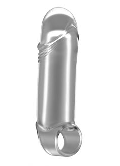 Прозрачная увеличивающая насадка с кольцом N35 Stretchy Thick Penis - 15,2 см.