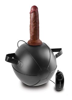 Мини-мяч с фаллической насадкой коричневого цвета и вибрацией Vibrating Mini Sex Ball with 7 Dildo