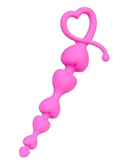 Розовая силиконовая анальная цепочка Sweety (18,5 см)