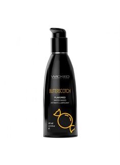 Лубрикант на водной основе с ароматом ирисок WICKED AQUA Butterscotch - 60 мл.