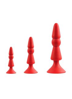 Красный набор MENZSTUFF - 3-PIECE ANAL CONE SET из анальных силиконовых втулок