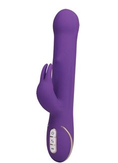 Фиолетовый вибратор со стимулятором клитора Rabbit Tres Chic - 23 см.