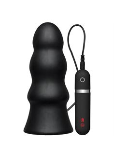 Анальная вибропробка Kink Vibrating Silicone Butt Plug Rippled 7.5 - 19 см.