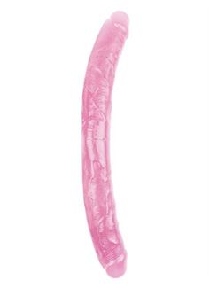 Розовый двусторонний фаллоимитатор Hi-Rubber (46 см)