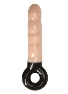 Телесный стимулятор с волнообразными формами и удобной ручкой-кольцом (17,8 см)