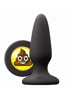 Черная силиконовая анальная пробка среднего размера Emoji SHT (10,2 см)