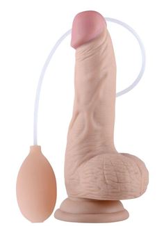 Телесный фаллоимитатор с имитацией эякуляции Soft Ejaculation Cock With Ball 8" (17,8 см)