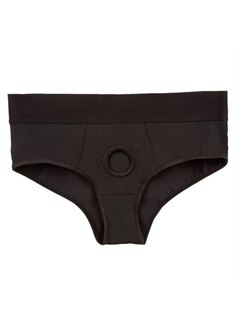 Черные трусы для страпона BACKLESS BRIEF HARNESS размер S/M