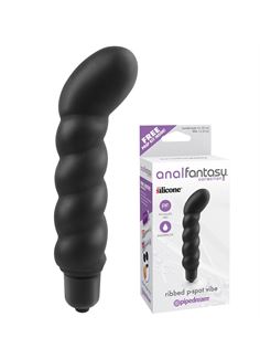 Анальный вибростимулятор Ribbed P-spot Vibe с загнутым концом (10,1 см)