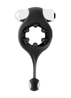 Чёрное эрекционное виброкольцо Infinity Vibrating Cockring with Dangling Ball