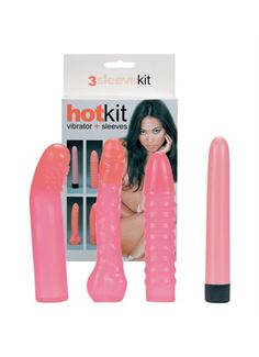 Набор Hot Kit: вибратор и 3 насадки (17,8 см)