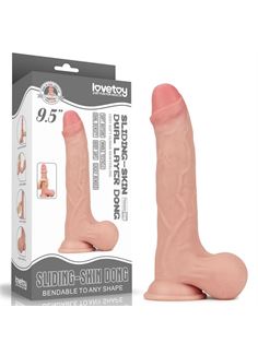 Телесный фаллоимитатор Sliding Skin Dual Layer Dong 9.5" (24,5 см)