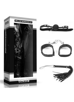 БДСМ-набор Deluxe Bondage Kit: наручники, плеть, кляп-шар