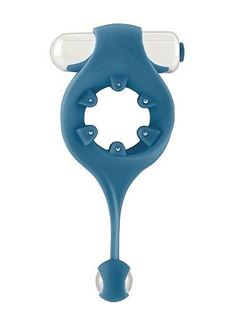 Синее эрекционное виброкольцо Infinity Vibrating Cockring with Dangling Ball