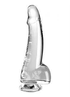 Прозрачный фаллоимитатор с мошонкой на присоске 7,5’’ Cock with Balls (19 см)