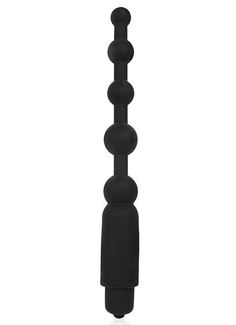 Черный силиконовый анальный вибромассажер елочка (18 см)