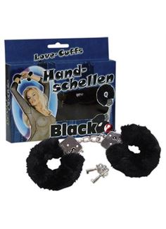 Черные меховые наручники Love Cuffs Black