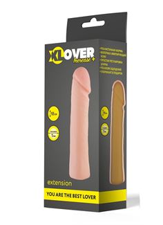 Телесная фаллическая расширяющая насадка XLover - 18 см.
