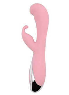 Нежно-розовый вибратор Vertigo Bunny Dream со стимулятором клитора (19 см)