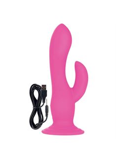 Розовый двухголовый вибратор-насадка Wireless Pleaser