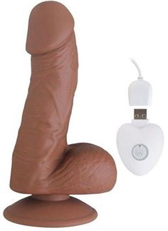 Коричневый вибратор SEDUCER 20 Function Ballsy Stud (16,5 см)