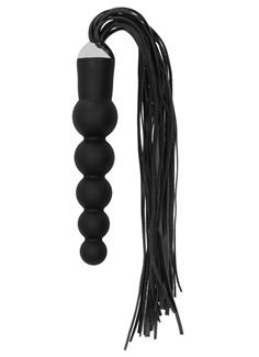 Черная плеть с рукоятью-елочкой Whip with Curved Silicone Dildo - 49,5 см.