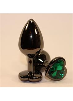 Чёрная пробка с зеленым сердцем-кристаллом (7 см)