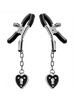 Зажимы на соски с подвесками-замками Charmed Heart Padlock Nipple Clamps