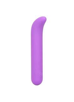 Фиолетовый мини-вибромассажер Liquid Silicone Mini G Vibe для стимуляции зоны G (10,75 см)