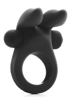 Черное эрекционное виброкольцо Rabbit Cockring