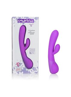 Фиолетовый вибромассажер Impress “g” со стимуляцией клитора - 18 см.