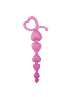 Розовая анальная цепочка с звеньями-сердечками HEARTY ANAL WAND SILICONE - 18 см.