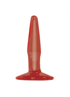 Маленькая красная анальная пробка Basix Rubber Works Mini Butt Plug - 10,8 см.