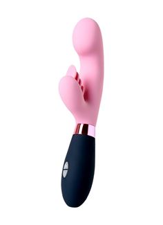 Розовый вибромассажер Ornella с клиторальным стимулятором (21,5 см)